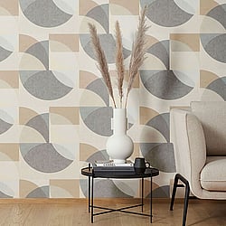 Galerie Wallcoverings Product Code: 10150-02 - ELLE Decoration Wallpaper Collection Galerie Wallcoverings Product Code 10150-02 - ELLE Decoration Wallpaper Collection - Grey Beige Colours - Geometric Circle Graphic Design