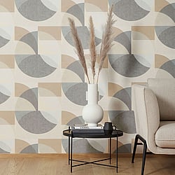 Galerie Wallcoverings Product Code: 10150-02 - ELLE Decoration Wallpaper Collection Galerie Wallcoverings Product Code 10150-02 - ELLE Decoration Wallpaper Collection - Grey Beige Colours - Geometric Circle Graphic Design
