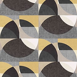 Galerie Wallcoverings Product Code: 10150-15 - ELLE Decoration Wallpaper Collection Galerie Wallcoverings Product Code 10150-15 - ELLE Decoration Wallpaper Collection - Gold Mustard Grey Cream Colours - Geometric Circle Graphic Design