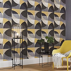 Galerie Wallcoverings Product Code: 10150-15 - ELLE Decoration Wallpaper Collection Galerie Wallcoverings Product Code 10150-15 - ELLE Decoration Wallpaper Collection - Gold Mustard Grey Cream Colours - Geometric Circle Graphic Design