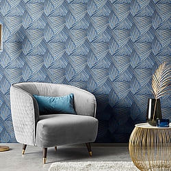 Galerie Wallcoverings Product Code: 10152-08 - ELLE Decoration Wallpaper Collection Galerie Wallcoverings Product Code 10152-08 - ELLE Decoration Wallpaper Collection - Blue Gold Colours - Art Deco Geometric Design