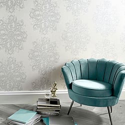Galerie Wallcoverings Product Code: 10154-31 - ELLE Decoration Wallpaper Collection Galerie Wallcoverings Product Code 10154-31 - ELLE Decoration Wallpaper Collection - Cream Light Silver Colours - Baroque Damask Design