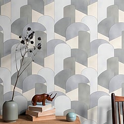 Galerie Wallcoverings Product Code: 10155-10 - ELLE Decoration Wallpaper Collection Galerie Wallcoverings Product Code 10155-10 - ELLE Decoration Wallpaper Collection - Grey Silver Beige Colours - 3D Geometric Graphic Design