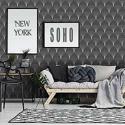 Galerie Wallcoverings Product Code: 12001 - Design Wallpaper Collection Galerie Wallcoverings Product Code 12001 - Design Wallpaper Collection - Black White Colours - Art Deco Fan Design