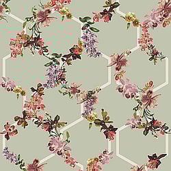 Galerie Wallcoverings Product Code: 12647 - Ted Baker Fantasia Wallpaper Collection Galerie Wallcoverings Product Code 12647 - Ted Baker Fantasia Wallpaper Collection - Green Cream Pink Purple Beige Colours - Lost Garden Trelise Design