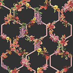 Galerie Wallcoverings Product Code: 12649 - Ted Baker Fantasia Wallpaper Collection Galerie Wallcoverings Product Code 12649 - Ted Baker Fantasia Wallpaper Collection - Black Pink Purple Green Yellow Red Colours - Lost Garden Trelise Design