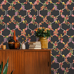 Galerie Wallcoverings Product Code: 12649 - Ted Baker Fantasia Wallpaper Collection Galerie Wallcoverings Product Code 12649 - Ted Baker Fantasia Wallpaper Collection - Black Pink Purple Green Yellow Red Colours - Lost Garden Trelise Design