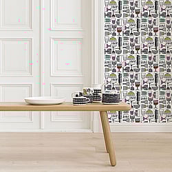 Galerie Wallcoverings Product Code: 14100 - Marimekko Essentials Wallpaper Collection Galerie Wallcoverings Product Code 14100 - Marimekko Essentials Wallpaper Collection - White Black Pink Red Yellow Green Blue Colours - Marimekko Kippis Design