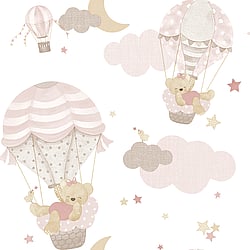Galerie Wallcoverings Product Code: 14818 - Little Explorers 2 Wallpaper Collection Galerie Wallcoverings Product Code 14818 - Little Explorers 2 Wallpaper Collection - Pink Beige Colours - Want to inject some fun into your child's bedroom? Look no further than this adorable design! This stylish and pastel-coloured design is perfect for kids' rooms, and the white base colour is sure to brighten up any space. Plus, the figurative vibe and fantasy feel of the bears and balloons make this the perfect paper for any little dreamer. So why wait? Add some fun to your child's room with this cute design today! Design