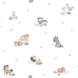 Galerie Wallcoverings Product Code: 14830 - Little Explorers 2 Wallpaper Collection Galerie Wallcoverings Product Code 14830 - Little Explorers 2 Wallpaper Collection - Blue Colours - Bring your walls to life with this cute wallpaper design. Featuring friendly animals such as donkeys, chickens and pigs, this unique and adorable wallpaper is ideal for sparking their imagination, whether they are babies or older. Suitable for using as a sweet nursery wallpaper, this animal inspired design is available in a white and beige colourway, and is ideal for creating a modern and warm feel in your child’s bedroom or playroom. Design
