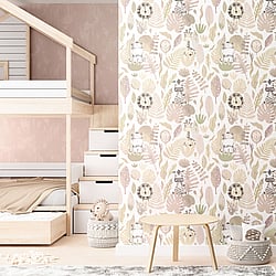 Galerie Wallcoverings Product Code: 14838 - Little Explorers 2 Wallpaper Collection Galerie Wallcoverings Product Code 14838 - Little Explorers 2 Wallpaper Collection - Pink Colours - If you’re looking for a cute jungle wallpaper for your child’s bedroom or nursery, look no further than our heartwarming Savannah wallpaper design. This fun design for kids features stylish pastel leaves, and hidden beneath them are four jungle friends that your child will love and admire on their wall – including a cute zebra and a happy hippo! The soft, muted tones on a creamy background will create a modern and warm feel in your child’s bedroom, nursery, or playroom. All the wallpapers in this collection have been designed to complement each other, which can add even more interest to this lovingly-created kids wallpaper. Savannah is a fun animal wallpaper that will really transform your little one’s space! Design