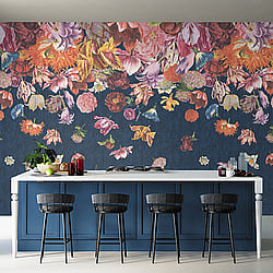 Galerie Wallcoverings Product Code: 18005 - Tropical Wallpaper Collection Galerie Wallcoverings Product Code 18005 - Tropical Wallpaper Collection - Blueberry Colours - Flower Rain Design