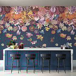 Galerie Wallcoverings Product Code: 18005 - Tropical Wallpaper Collection Galerie Wallcoverings Product Code 18005 - Tropical Wallpaper Collection - Blueberry Colours - Flower Rain Design