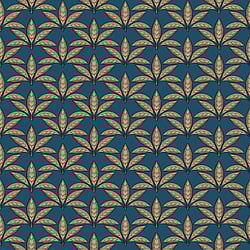 Galerie Wallcoverings Product Code: 18513 - Into The Wild Wallpaper Collection Galerie Wallcoverings Product Code 18513 - Into The Wild Wallpaper Collection - Blue Gold Colours - Leaf Motif Design