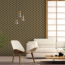 Galerie Wallcoverings Product Code: 18515 - Into The Wild Wallpaper Collection Galerie Wallcoverings Product Code 18515 - Into The Wild Wallpaper Collection - Black Gold Colours - Leaf Motif Design