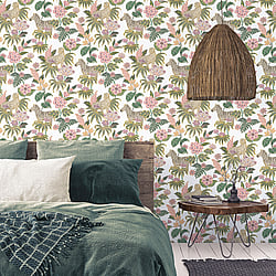 Galerie Wallcoverings Product Code: 18522 - Into The Wild Wallpaper Collection Galerie Wallcoverings Product Code 18522 - Into The Wild Wallpaper Collection - Green Pink Colours - Into the Wild Design