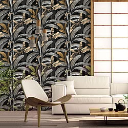 Galerie Wallcoverings Product Code: 18542 - Into The Wild Wallpaper Collection Galerie Wallcoverings Product Code 18542 - Into The Wild Wallpaper Collection - Black Colours - Banana Tree Design