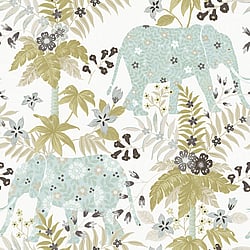 Galerie Wallcoverings Product Code: 18546 - Into The Wild Wallpaper Collection Galerie Wallcoverings Product Code 18546 - Into The Wild Wallpaper Collection - Green Blue Colours - Elephant Design