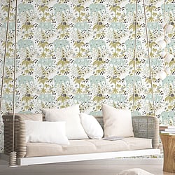 Galerie Wallcoverings Product Code: 18546 - Into The Wild Wallpaper Collection Galerie Wallcoverings Product Code 18546 - Into The Wild Wallpaper Collection - Green Blue Colours - Elephant Design