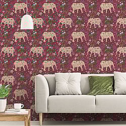 Galerie Wallcoverings Product Code: 18548 - Into The Wild Wallpaper Collection Galerie Wallcoverings Product Code 18548 - Into The Wild Wallpaper Collection - Red Colours - Elephant Design