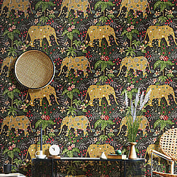 Galerie Wallcoverings Product Code: 18549 - Into The Wild Wallpaper Collection Galerie Wallcoverings Product Code 18549 - Into The Wild Wallpaper Collection - Black Colours - Elephant Design