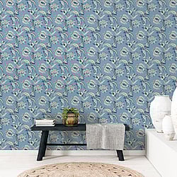 Galerie Wallcoverings Product Code: 18553 - Into The Wild Wallpaper Collection Galerie Wallcoverings Product Code 18553 - Into The Wild Wallpaper Collection - Blue Colours - Abstract Floral Design
