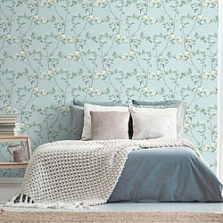 Galerie Wallcoverings Product Code: 1900-1 - Spring Blossom Wallpaper Collection Galerie Wallcoverings Product Code 1900-1 - Spring Blossom Wallpaper Collection - Turqouise Colours - CHINOISERIE Design