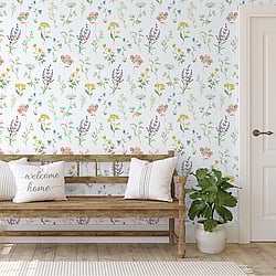 Galerie Wallcoverings Product Code: 1901-4 - Spring Blossom Wallpaper Collection Galerie Wallcoverings Product Code 1901-4 - Spring Blossom Wallpaper Collection - Green Purple Pink Yellow Colours - BOTANICAL Design