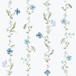Galerie Wallcoverings Product Code: 1902-1 - Spring Blossom Wallpaper Collection Galerie Wallcoverings Product Code 1902-1 - Spring Blossom Wallpaper Collection - Blue Green White Colours - VERTICAL GARDEN Design