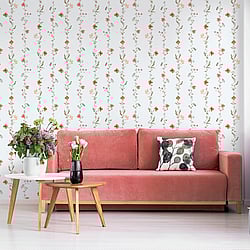 Galerie Wallcoverings Product Code: 1902-3 - Spring Blossom Wallpaper Collection Galerie Wallcoverings Product Code 1902-3 - Spring Blossom Wallpaper Collection - Coarl Taupe White Colours - VERTICAL GARDEN Design