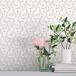 Galerie Wallcoverings Product Code: 1905-5 - Spring Blossom Wallpaper Collection Galerie Wallcoverings Product Code 1905-5 - Spring Blossom Wallpaper Collection - Pink Green White Colours - PETIT FLOWERS Design