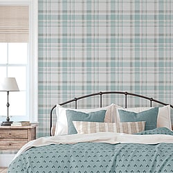 Galerie Wallcoverings Product Code: 1906-1 - Spring Blossom Wallpaper Collection Galerie Wallcoverings Product Code 1906-1 - Spring Blossom Wallpaper Collection - Turqouise Grey White Colours - PLAID Design