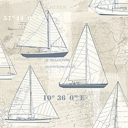 Galerie Wallcoverings Product Code: 21000 - Skagen Wallpaper Collection Galerie Wallcoverings Product Code 21000 - Skagen Wallpaper Collection - Blue Beige Colours - Sailing Boat Design