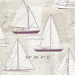 Galerie Wallcoverings Product Code: 21001 - Skagen Wallpaper Collection Galerie Wallcoverings Product Code 21001 - Skagen Wallpaper Collection - Beige Purple Colours - Sailing Boat Design