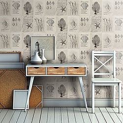 Galerie Wallcoverings Product Code: 21021 - Skagen Wallpaper Collection Galerie Wallcoverings Product Code 21021 - Skagen Wallpaper Collection - Beige Dark Grey Colours - Shells Design