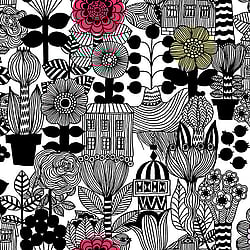 Galerie Wallcoverings Product Code: 23306 - Marimekko 5 Wallpaper Collection Galerie Wallcoverings Product Code 23306 - Marimekko 5 Wallpaper Collection - Black White Pink Red Yellow Colours - Marimekko Lintukoto Design
