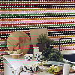 Galerie Wallcoverings Product Code: 23321 - Marimekko 5 Wallpaper Collection Galerie Wallcoverings Product Code 23321 - Marimekko 5 Wallpaper Collection - Black Green Pink Orange Red White Colours - Marimekko Rasymatto Design