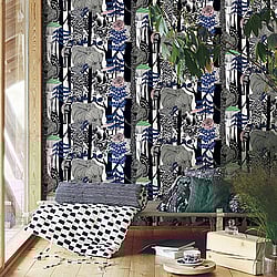 Galerie Wallcoverings Product Code: 23340 - Marimekko 5 Wallpaper Collection Galerie Wallcoverings Product Code 23340 - Marimekko 5 Wallpaper Collection - Grey Black Blue Pink Green Colours - Marimekko Pikkuveljekset Design