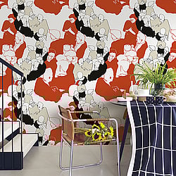 Galerie Wallcoverings Product Code: 23360 - Marimekko 5 Wallpaper Collection Galerie Wallcoverings Product Code 23360 - Marimekko 5 Wallpaper Collection - Orange Black Green Colours - Marimekko Ystavat Design