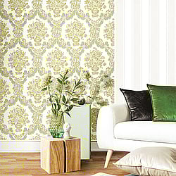 Galerie Wallcoverings Product Code: 23625 - Italian Classics 4 Wallpaper Collection Galerie Wallcoverings Product Code 23625 - Italian Classics 4 Wallpaper Collection - Green Gold Colours - Floral Damask Design