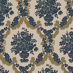 Galerie Wallcoverings Product Code: 23629 - Italian Classics 4 Wallpaper Collection Galerie Wallcoverings Product Code 23629 - Italian Classics 4 Wallpaper Collection - Blue Gold Colours - Floral Damask Design