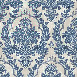 Galerie Wallcoverings Product Code: 25716 - Cottage Chic Wallpaper Collection Galerie Wallcoverings Product Code 25716 - Cottage Chic Wallpaper Collection - Blue Cream Colours - Damasco Platino Design