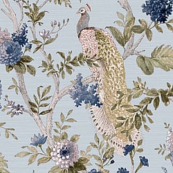 Galerie Wallcoverings Product Code: 25756 - Cottage Chic Wallpaper Collection Galerie Wallcoverings Product Code 25756 - Cottage Chic Wallpaper Collection - Blue Gold Colours - Pavone Platino Design