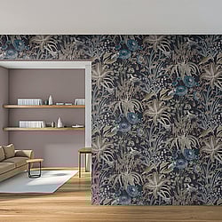 Galerie Wallcoverings Product Code: 26731 - Tropical Wallpaper Collection Galerie Wallcoverings Product Code 26731 - Tropical Wallpaper Collection - Blackberry Colours - Moorea Design