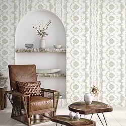 Galerie Wallcoverings Product Code: 26790 - Crafted Wallpaper Collection Galerie Wallcoverings Product Code 26790 - Crafted Wallpaper Collection - Cream White Taupe Silver Colours - Batik Design