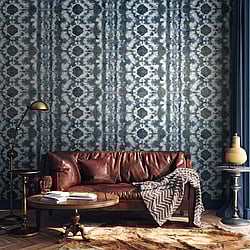 Galerie Wallcoverings Product Code: 26791 - Crafted Wallpaper Collection Galerie Wallcoverings Product Code 26791 - Crafted Wallpaper Collection - Blue White Gold Colours - Batik Design