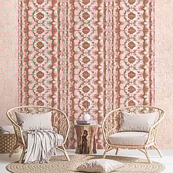 Galerie Wallcoverings Product Code: 26792 - Crafted Wallpaper Collection Galerie Wallcoverings Product Code 26792 - Crafted Wallpaper Collection - Pink Red White Gold Colours - Batik Design