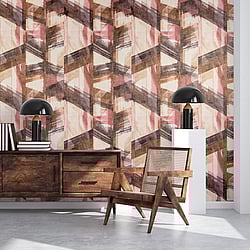 Galerie Wallcoverings Product Code: 26798 - Crafted Wallpaper Collection Galerie Wallcoverings Product Code 26798 - Crafted Wallpaper Collection - Pink Bronze Gold White Colours - Glaze Design