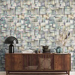Galerie Wallcoverings Product Code: 26799 - Crafted Wallpaper Collection Galerie Wallcoverings Product Code 26799 - Crafted Wallpaper Collection - Green Cream Bronze Blue Colours - Brush Design