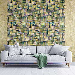 Galerie Wallcoverings Product Code: 26800 - Crafted Wallpaper Collection Galerie Wallcoverings Product Code 26800 - Crafted Wallpaper Collection - Yellow Purple Blue Green White Colours - Brush Design